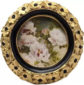 3X3 Small Vintage round Picture Frame, Mini Antique Gold Ornate Circle Photo Fra - Picture 1 of 12