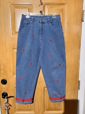 Quacker Factory Size 10 Lobster￼, Red And White￼ Polkadotted Cuff 22 Inseam 0058 - Image 1 of 4