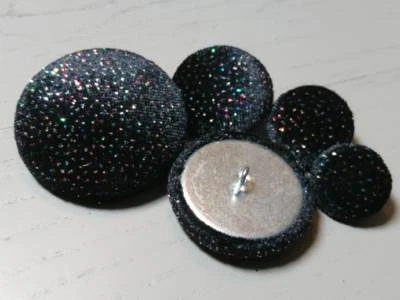 Black Velvet Sparkly Buttons, 16mm, 18mm, 20mm, 23mm, 25mm, 31mm & 37mm - Image 1 of 4