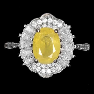 Anillo De Zafiro Amarillo Ovalado De 8x6mm De Plata 925 Simulada Cz Tamaño 6 - Imagen 1 de 10