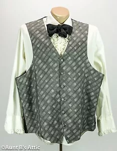 Gilet uomo grigio e nero fantasia schiena intera stile vittoriano steampunk gilet 2XL - Foto 1 di 2