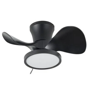 QRMOK Small Ceiling Fan w/ 1-Light 10" Remote Motor 3-Blades Propeller Black - Picture 1 of 7