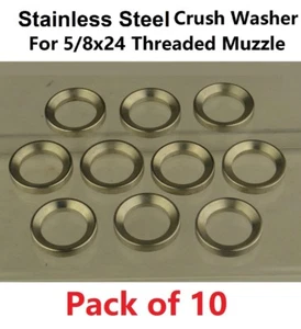 Stainless Steel 10PC Pack Crush Washer for 308 .308 5/8x24 Muzzle Thread - Picture 1 of 1