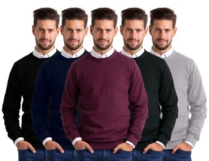 Herren Slim-Fit Sweater Pullover Rundhals Crew Langarm Lässige Baumwolle Jumper - Bild 1 von 16