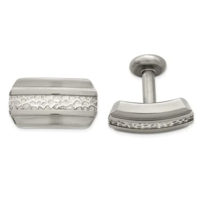 Edward Mirell Titanium & Sterling Silver Brushed & Polished Cufflinks - Image 1 of 3
