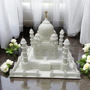15 " Elegant Weiß Marmor Taj Mahal Skulptur Einzigartig Indisch Handwerk - Imagen 1 de 6