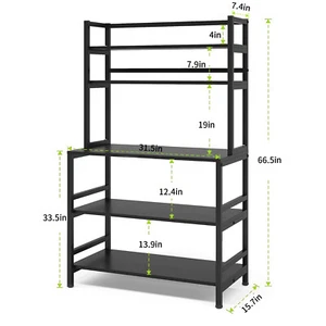 66'' H Metal Storage Shelf Home Microwave Kitchen Baker's Rack Steel Black - Picture 1 of 7