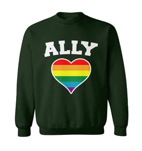 Ally Rainbow Heart - LGBTQ Pride Support Love Is Love Toddler Crewneck Sweater - Picture 1 of 8