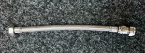 Stainless Steel Braided Tap Connector 1/2" BSP Female x 15mm Service Valve    - Picture 1 of 3