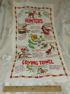 VINTAGE 1960s HUNTERS CRYING TOWEL 15" x 30" Super Bright Colors Silly Rhymes! - Picture 1 of 5