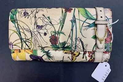 Auténtica Cartera Continental Gucci Nymphae Azul Floral Cuero 309760•534563 Foto 1 de 4