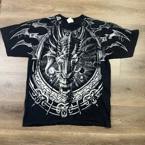 Vtg Liquid Blue Dragon Shirt All Over Print Graphic Universal Studios 2001 Y2K - Picture 1 of 11