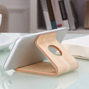 Wooden Phone Stand Waterproof Ergonomic Integrated Wood Tablet Holder With TP CB - Afbeelding 1 van 29