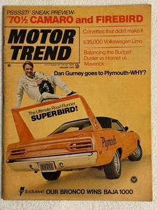 Motor Trend Magazine January 1970 Dan Gurney Plymouth Road Runner Superbird Vtg - Bild 1 von 6