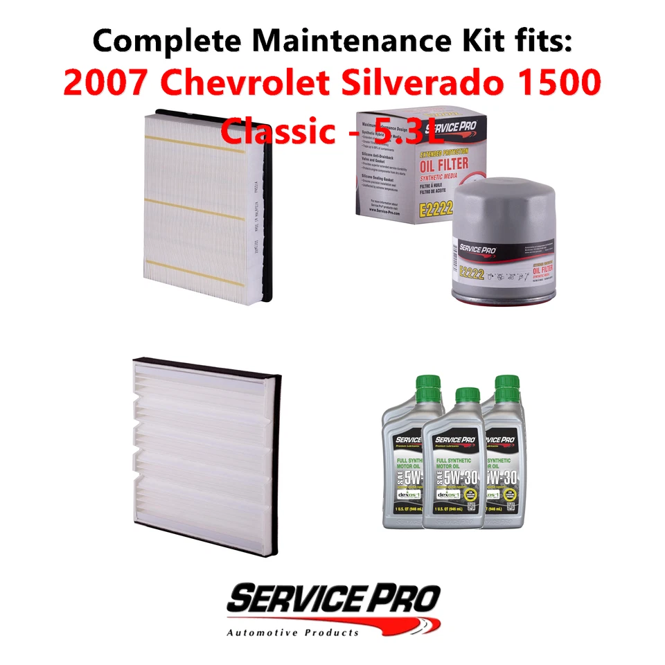 2007 Chevrolet Silverado 1500 Classic 5.3L Oil, Air & Cabin Filter Kit (5W-30) Foto 1 de 4