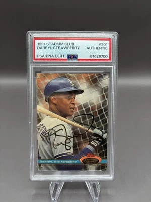 JSA Certified 1991 Topps Stadium Club Darryl Strawberry #301 COA Auto - Image 1 of 2
