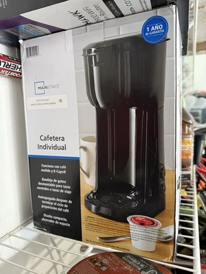 Cafetera de un solo servicio Mainstays funciona con café molido y K-Cups Foto 1 de 2