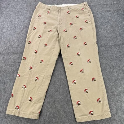 Pantalones Orvis Para Hombres 40x30 Caqui Perro Santa Sombrero Bordado Navidad Vacaciones Algodón Foto 1 de 4
