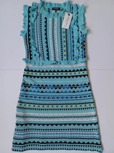 BLlue Knit Dress, Size: 10, Nice Ruffled Neck, - Picture 1 of 6