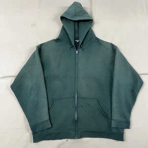 Vintage 90's Honors Green Zip-Up Essential Blank Hoodie Sz XL USA  - Picture 1 of 13