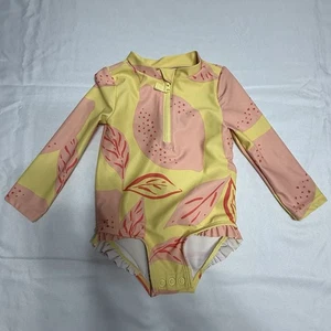 Carters Child Of Mine 12m Girls One Piece Swimsuit, Snap Bottom, Half Zip - Picture 1 of 5