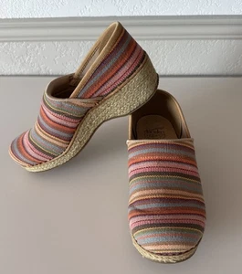 Vegan DANSKO Pro Woven Fanric Linen Jute Striped Clogs Shoes SZ 38 US 7.5-8 - Picture 1 of 7