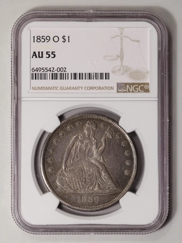 1859-O Seated Liberty - No Motto S$1 NGC AU55 Cover
