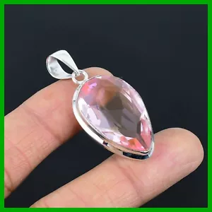 Womens day Sale Pear Pink Kunzite Gemstone 925 Sterling Silver Elegant Pendant - Picture 1 of 6