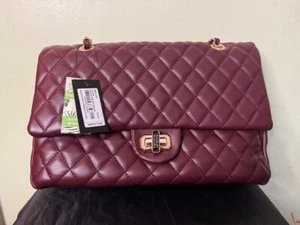 Badgley Mischka Quilted Messenger Bag Plum Color NWT - Picture 1 of 24