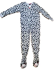 Women's Dalmatian Dog Footed Pajamas Drop Seat Cute One Piece PJ LARGE NEW TAGS - Picture 1 of 5