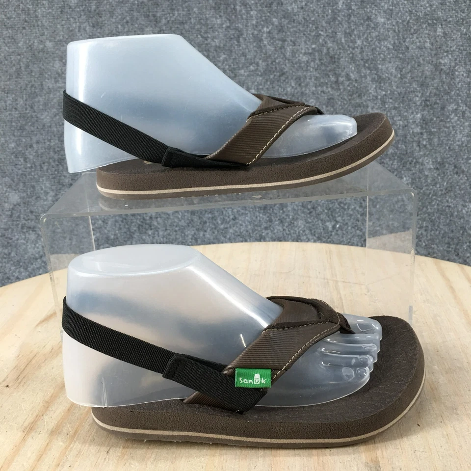 Sandalias Sanuk Niño Pequeño 10-11 Cerveza Acogedoras Eslinga Marrón Cómodas Pull On Planas Foto 1 de 4