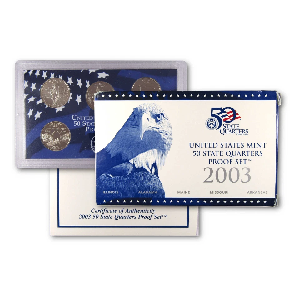 2003 State Quarter Clad Proof Set U.S. Mint Packaging OGP COA - Image 1 of 4