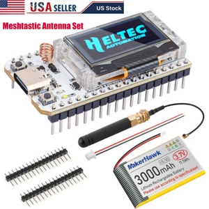 Scheda OLED 915 MHz LoRa V3 ESP32 Heltec V3+ antenna + set batteria per Meshtastic - Foto 1 di 8