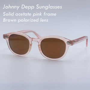 Classic women Pink glasses men brown polarized sunglasses Johnny Depp glasses - Picture 1 of 9