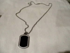 AVON Men's Stainless Steel Black Modern Pendant Necklace w/18" Beaded Cord  - Picture 1 of 10