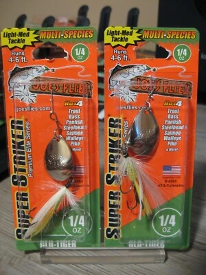 2 cebos giratorios Joe's Flies Super Striker 1/4 OZ Glo Tiger hoja de plata B-4303 Foto 1 de 4