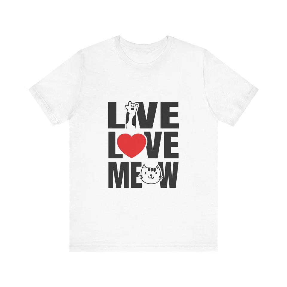 Camiseta unisex de manga corta Live, Love, Meow Foto 1 de 1