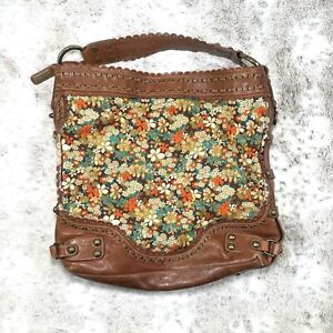 Isabella Fiore Morning Dew XL Hobo Brown Leather Multicolor Sequins Floral Bag