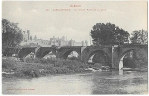 CARCASSONNE 11 Le Vieux Pont & La Cité CPA animée non circulée non daté - Imagen 1 de 2