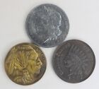 Lot of 3 Vintage U.S. 3” Large Metal Coin Coasters - Cent , Nickel and Silver Do