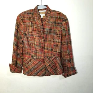 Coldwater Creek Size 4 Peplum Tweed Jacket Blazer Long Sleeve Three Button Front - Picture 1 of 8
