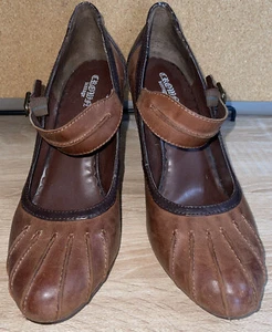Crown Vintage Womens 9.5 Felicia Stacked Chunky 70's Disco Heel Pump Brown Shoes - Picture 1 of 10