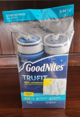 Nuevo GOODNITES TRU-FIT Niños Ropa Interior Protección Nocturna Paquete de Inicio S/M Foto 1 de 4