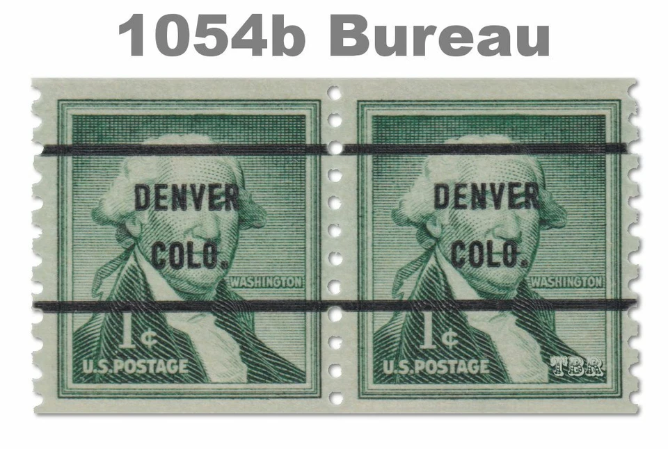 1054b Washington 1c DENVER CO Precancel Large Hole Dry Print Liberty MNH Buy Now - Image 1 of 1