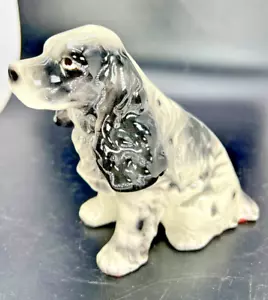 HUNDEFIGUR English Springer Spaniel Welpe Keramik lange Ohren schwarz weiß - Bild 1 von 9