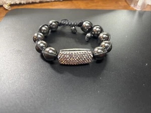 Joan Boyce Pearl Bracelet W/Crystal Pave Accent Adjustable - Picture 1 of 8