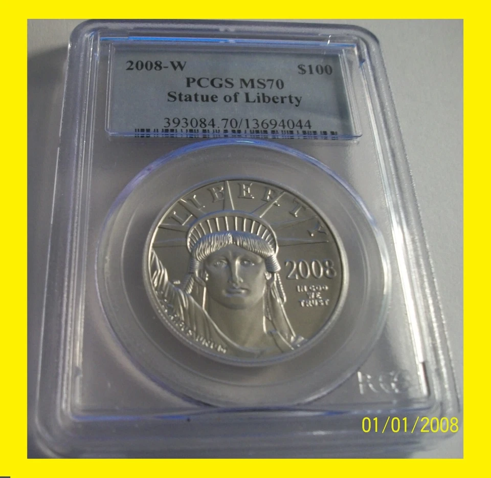 2008 W $100 1 oz American Platinum LIBERTY Eagle PCGS MS 70 RARE PCGS VALUE 3500 - Image 1 of 1