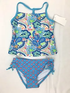 Tommy Bahama Mädchen 4T Badeanzug Top Unterteil Tankini Bikini Kleinkind blau Paisley - Bild 1 von 7
