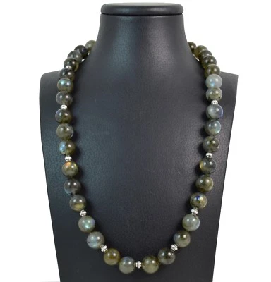 Collana in Labradorite,Intercalari e chiusura in Argento 925. Made in Italy - Immagine 1 di 3