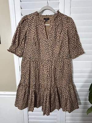 Vestido para mujer J.Crew XXS negro tostado lunares con volantes en capas dobladillo forrado algodón mini Foto 1 de 4